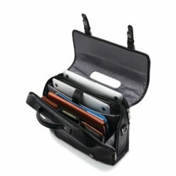 Samsonite Classic Leather Flapover Briefcase -SAMSONITE Store 1260401041 Flapover Interior Stylized