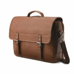 Samsonite Classic Leather Flapover Briefcase -SAMSONITE Store 1260401221 Flapover Front Shoulder Strap