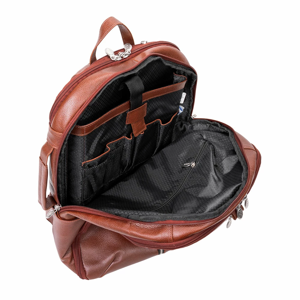 McKlein 17" Leather Triple Compartment Carry-All Laptop Weekend Backpack 6 McKlein 17" Leather Triple Compartment Carry-All Laptop Weekend Backpack - Image 4