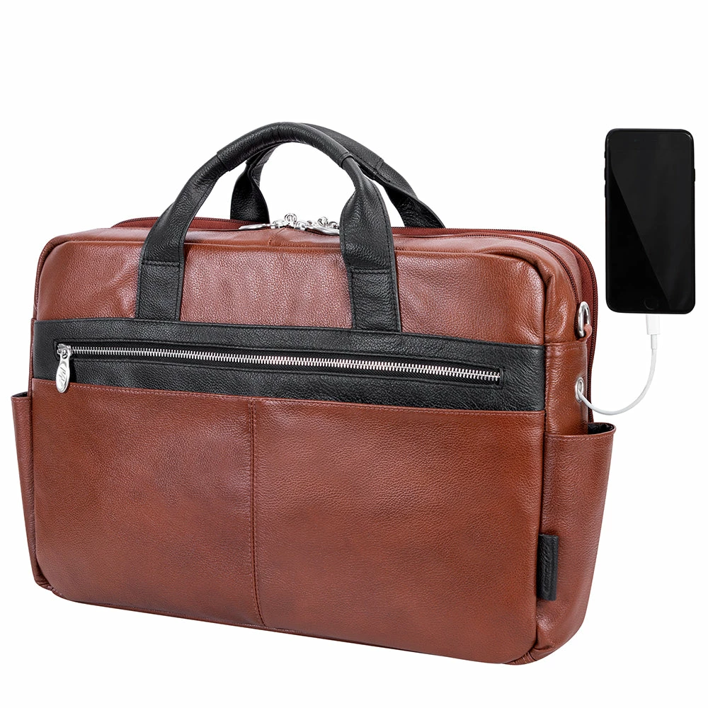 McKlein 17" Leather Two-Tone Dual-Compartment Laptop Briefcase 5 McKlein 17" Leather Two-Tone Dual-Compartment Laptop Briefcase - Image 4