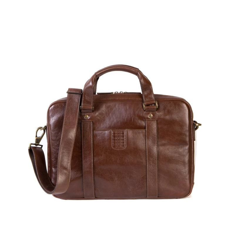 Boconi Becker Zip Brief In Whiskey With Gingham 4 Boconi Becker Zip Brief In Whiskey With Gingham - Image 2