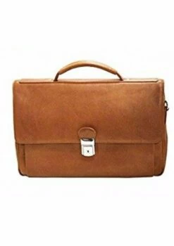 Mancini Colombian Collection Triple Compartment Briefcase Cognac