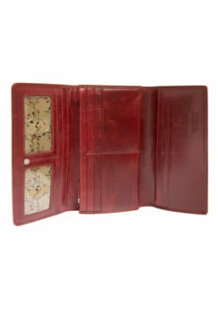 Mancini Casablanca Ladies' RFID Secure Trifold Wallet -SAMSONITE Store 8700296 RED open