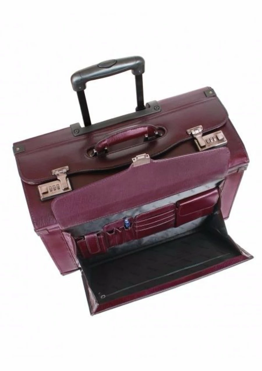 Mancini Leather Goods Deluxe Wheeled Catalog Case Burgundy 5 Mancini Leather Goods Deluxe Wheeled Catalog Case Burgundy - Image 3