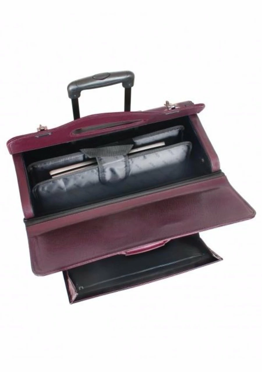 Mancini Leather Goods Deluxe Wheeled Catalog Case Burgundy 4 Mancini Leather Goods Deluxe Wheeled Catalog Case Burgundy - Image 2