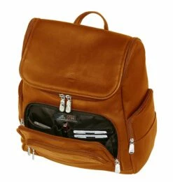 Mancini Colombian RFID Backpack For Laptop And Tablet W/ Organizer -SAMSONITE Store 98231 cognac front