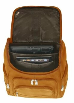 Mancini Colombian RFID Backpack For Laptop And Tablet W/ Organizer -SAMSONITE Store 98231 cognac open
