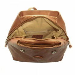 Piel Leather Flap Over Button Backpack Assorted Colors -SAMSONITE Store FLAP OVER BUTTON BACKPACK saddle open 2