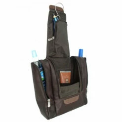 Piel Leather Hanging Travel Toiletry Kit 16 Piel Leather Hanging Travel Toiletry Kit -SAMSONITE Store HANGING TRAVEL TOILETRY KIT choco open