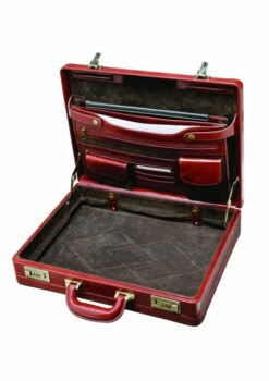 Mancini Leather Goods Signature Expandable Attache Case Assorted Colors -SAMSONITE Store Luxurious Expandable Attache Case brown open