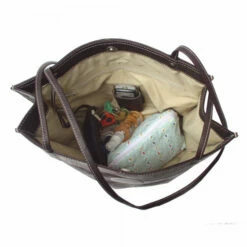 Piel Leather Medium Market Bag Assorted Colors -SAMSONITE Store MEDIUM MARKET BAG choco open