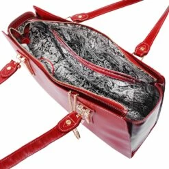 McKlein USA Glenna Leather Shoulder Tote Assorted Colors -SAMSONITE Store McKlein USA Glenna Leather Shoulder Tote Red open