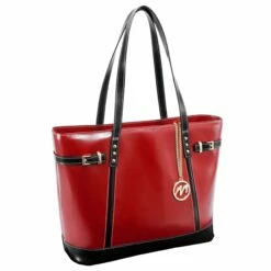 McKlein USA Serafina Leather Shoulder Tote With Tablet Pocket Assorted Colors -SAMSONITE Store McKlein USA Serafina Leather Shoulder Tote with Tablet Pocket red