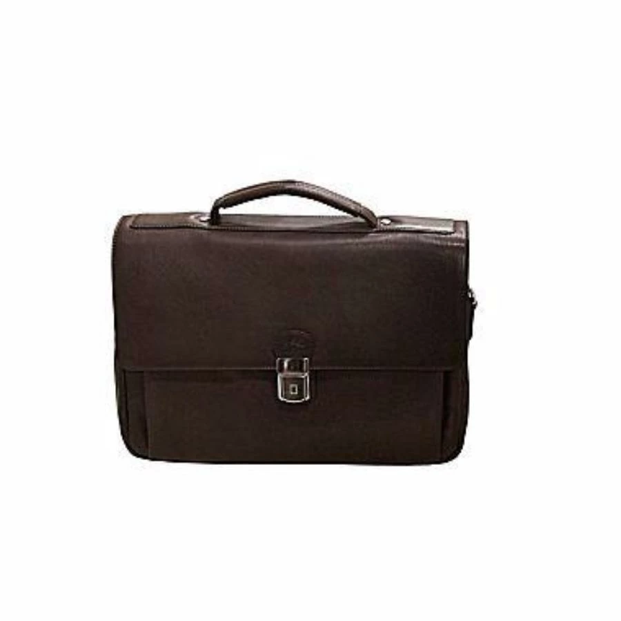 Mancini Colombian Collection Triple Compartment Briefcase Brown 3 Mancini Colombian Collection Triple Compartment Briefcase Brown