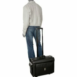 Mancini Leather Goods Wheeled Catalog Case Black -SAMSONITE Store mancini catalog case