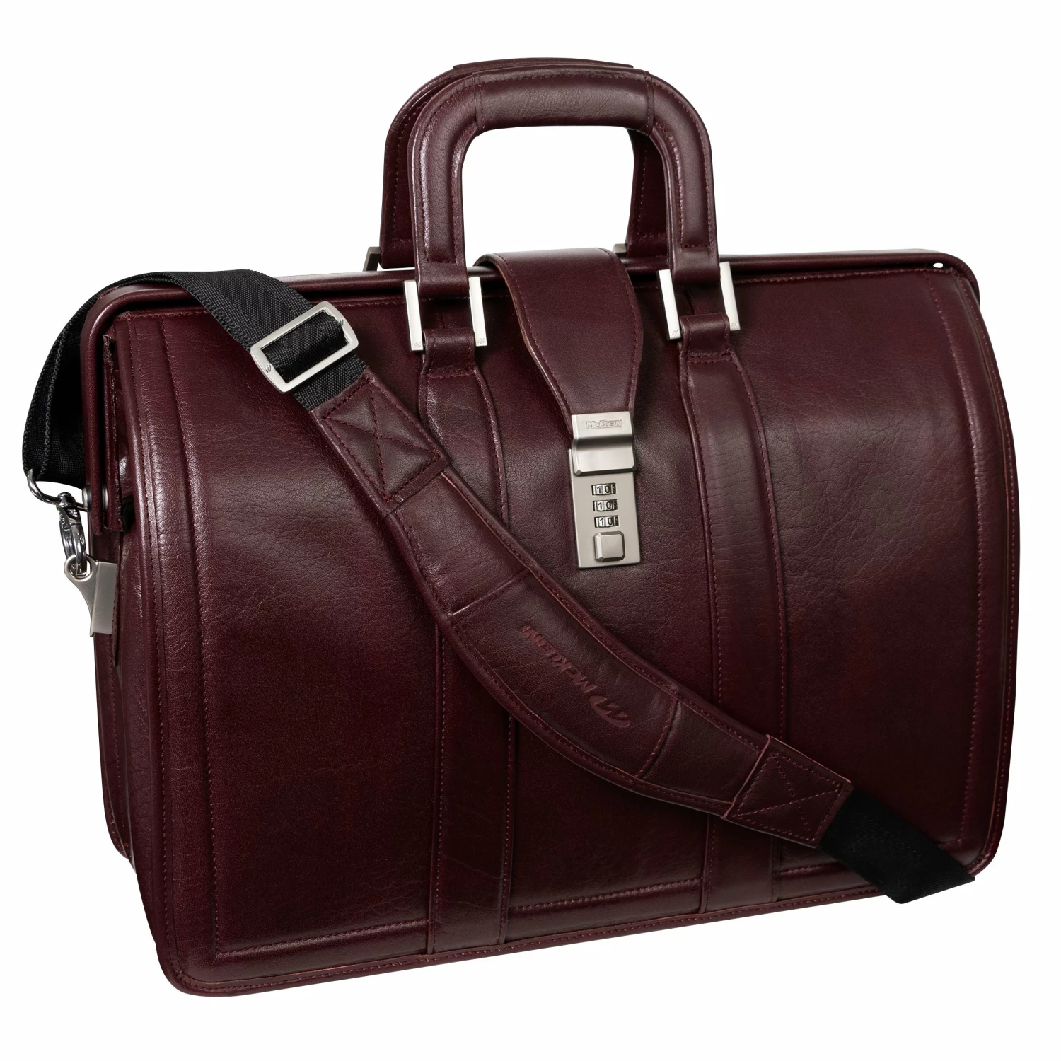 McKlein Morgan 17" Leather Litigator Laptop Briefcase Burgundy 5 McKlein Morgan 17" Leather Litigator Laptop Briefcase Burgundy - Image 3